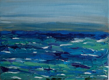 Painting titled "Sea Wave painting I…" by Lidiia Sazonova, Original Artwork, Oil