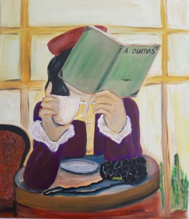 Pintura titulada "A GIRL IN A CAFE IN…" por Lidiia Sazonova, Obra de arte original, Oleo