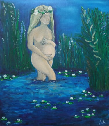 Painting titled "Pregnancy" by Lidiia Sazonova, Original Artwork, Oil