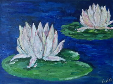 Pittura intitolato "Water Lily" da Lidiia Sazonova, Opera d'arte originale, Olio