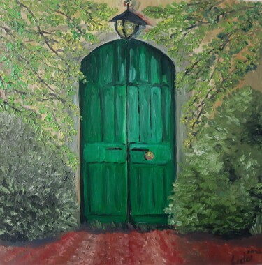 Pintura titulada "The green door. The…" por Lidiia Sazonova, Obra de arte original, Oleo