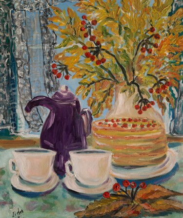 Malerei mit dem Titel "Still life autumn a…" von Lidiia Sazonova, Original-Kunstwerk, Öl