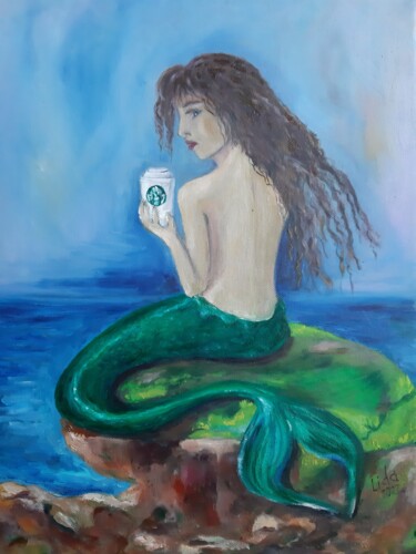 Pittura intitolato "Mermaid illustratio…" da Lidiia Sazonova, Opera d'arte originale, Olio