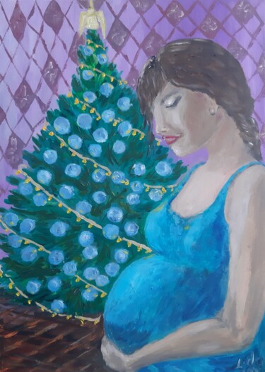Pintura intitulada "christmas illustrat…" por Lidiia Sazonova, Obras de arte originais, Óleo