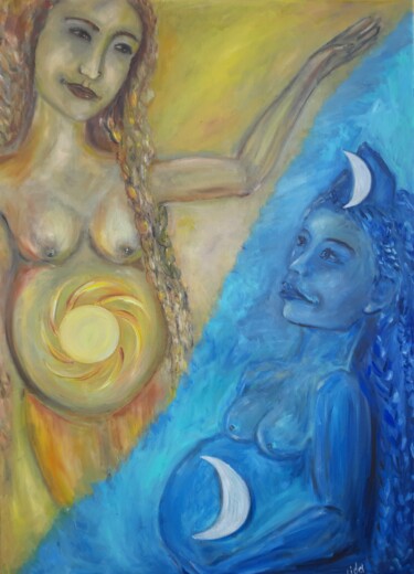 Painting titled "Birth of the day an…" by Lidiia Sazonova, Original Artwork, Oil