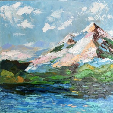 Painting titled "mountains landscape" by Lidiia Sazonova, Original Artwork, Oil