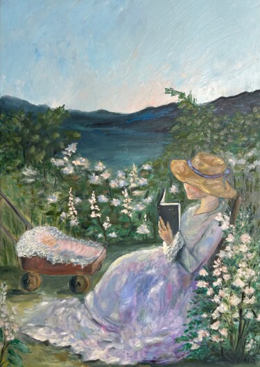 Pintura intitulada "mom's vacation" por Lidiia Sazonova, Obras de arte originais, Óleo