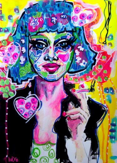 Peinture intitulée "Pause cigarette" par Lidye, Œuvre d'art originale, Acrylique