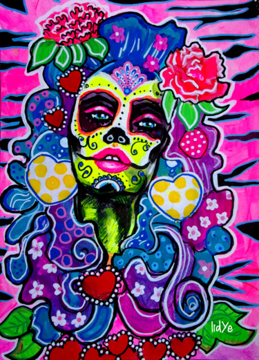 Pintura titulada "Mexicana -Peinture…" por Lidye, Obra de arte original, Acrílico