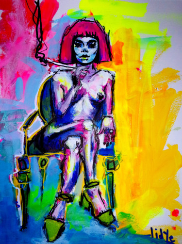 Peinture intitulée "Rosie" par Lidye, Œuvre d'art originale, Acrylique