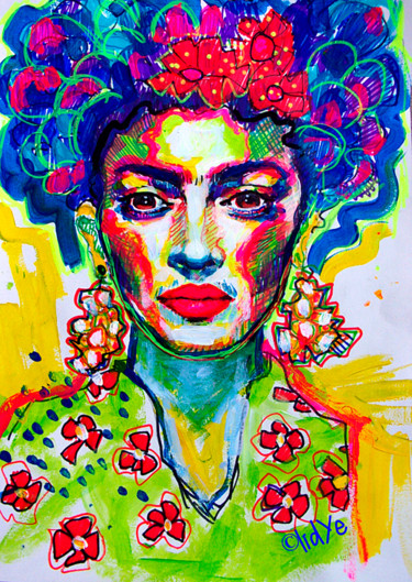 Painting titled "Frida" by Lidye, Original Artwork, Acrylic