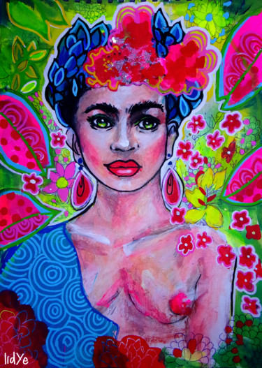 Painting titled "Frida K" by Lidye, Original Artwork, Acrylic