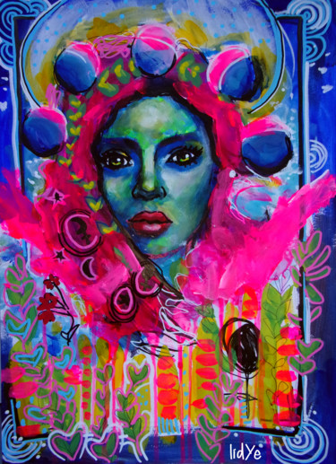 Lunaire Peinture intitulée "Lunaire" par Lidye, Œuvre d'art originale, Acrylique