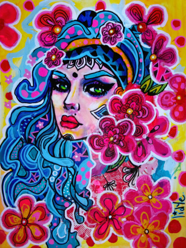 Peinture intitulée "Gipsy Flowers" par Lidye, Œuvre d'art originale, Acrylique