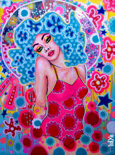 Pintura titulada "Pin-Up des plages" por Lidye, Obra de arte original, Acrílico