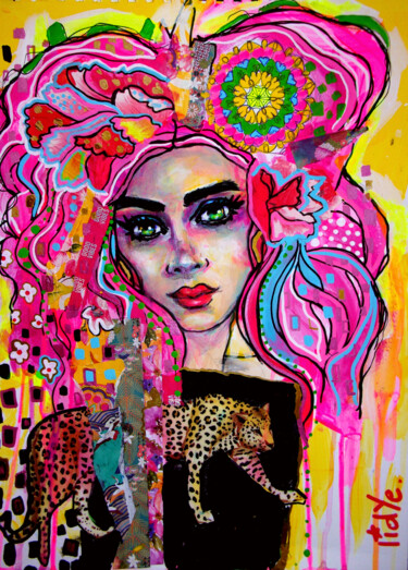 Painting titled "Pink Lady" by Lidye, Original Artwork, Acrylic
