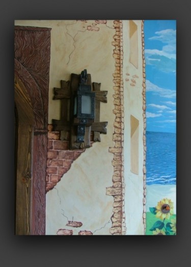 Картина под названием "фонарь дома на окра…" - Marina Liessner, Подлинное произведение искусства