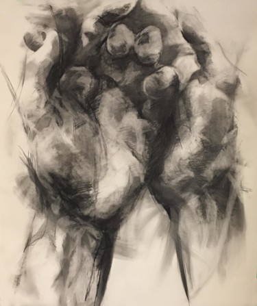 「helping hand.jpg」というタイトルの描画 Anne Hooverによって, オリジナルのアートワーク, 木炭
