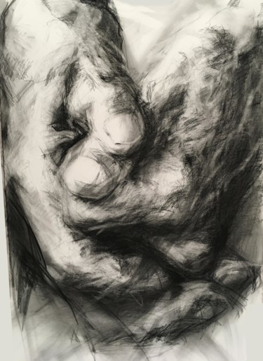 Dessin intitulée "held.jpg" par Anne Hoover, Œuvre d'art originale, Fusain