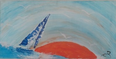 Ζωγραφική με τίτλο "Dreamboats blue ora…" από Ep, Αυθεντικά έργα τέχνης, Ακρυλικό