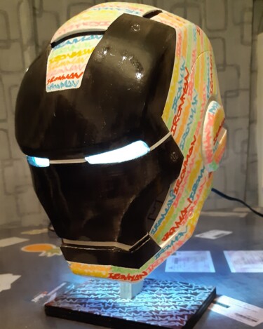 Скульптура под названием "iron man STREET ART…" - Lightboarder, Подлинное произведение искусства, Смола