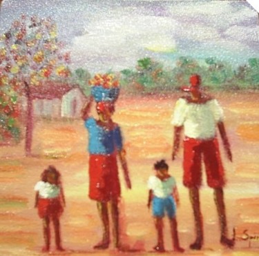 Painting titled "O pai,a mãe e a cri…" by L.Spinelli, Original Artwork
