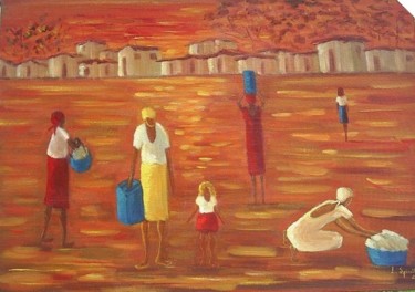 Painting titled "Mulheres lavando ro…" by L.Spinelli, Original Artwork