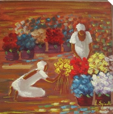 Painting titled "Mulheres com flores" by L.Spinelli, Original Artwork