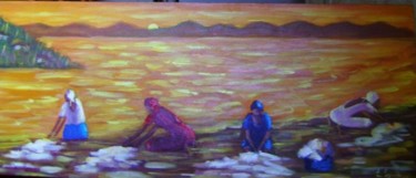 Painting titled "mulheres lavando ro…" by L.Spinelli, Original Artwork, Oil