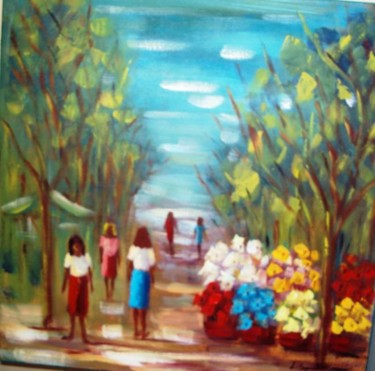 Painting titled "Mulheres com flores" by L.Spinelli, Original Artwork
