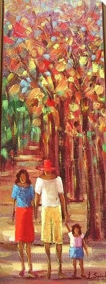 Painting titled "A familia no parque" by L.Spinelli, Original Artwork