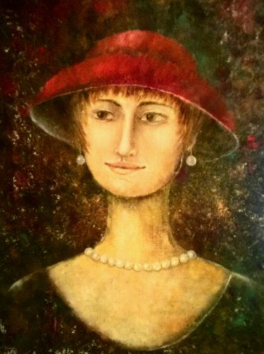 Картина под названием "Красная шляпка" - Liliya Gorskaya, Подлинное произведение искусства, Масло