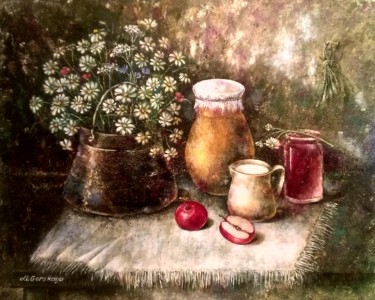 Картина под названием "Деревенский натюрмо…" - Liliya Gorskaya, Подлинное произведение искусства, Масло