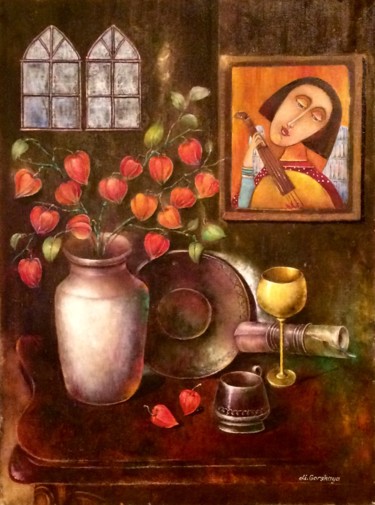 Painting titled "Армянская вишня" by Liliya Gorskaya, Original Artwork, Oil