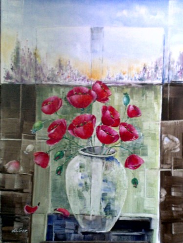 Картина под названием "Маковое утро" - Liliya Gorskaya, Подлинное произведение искусства, Масло