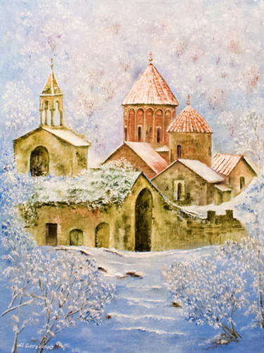 Painting titled "ХрамДадиванк 9 век,…" by Liliya Gorskaya, Original Artwork, Oil