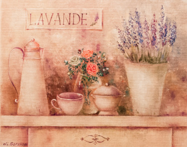 Картина под названием "Лавандовое утро" - Liliya Gorskaya, Подлинное произведение искусства, Масло
