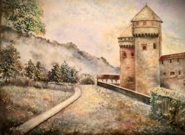 Peinture intitulée "замок Шильон" par Liliya Gorskaya, Œuvre d'art originale, Huile