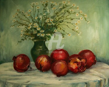 Картина под названием "1.jpg Гранаты" - Нина Лихова, Подлинное произведение искусства, Масло