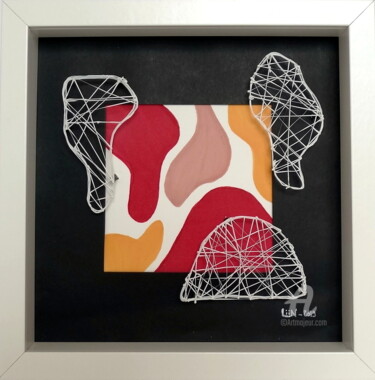 Drawing titled "EMPREINTES 1" by Liin, Original Artwork, Plastic Mounted on Wood Panel