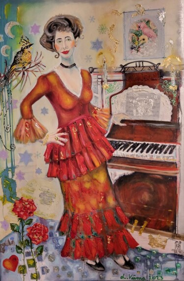 Pintura intitulada "Annabell and Thorni…" por Liisa Viima, Obras de arte originais, Óleo