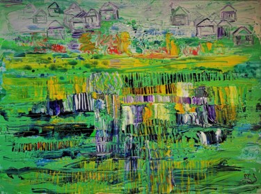 Pittura intitolato "Village Modern Wall…" da Lika Kakhidze, Opera d'arte originale, Acrilico