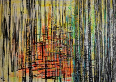 Peinture intitulée "Trees landscape For…" par Lika Kakhidze, Œuvre d'art originale, Acrylique