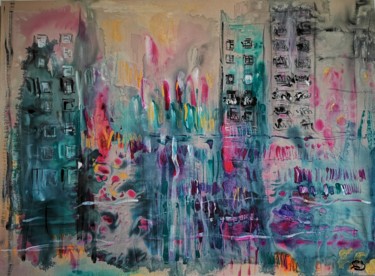 Modern Abstract Wall Art Abstract Colorful painting purple Painting titled "Modern Abstract Wal…" by Lika Kakhidze, Original Art, Acrylic