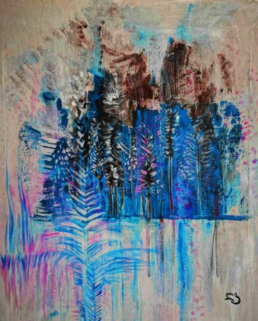 Malerei mit dem Titel "Winter Painting Abs…" von Lika Kakhidze, Original-Kunstwerk, Acryl