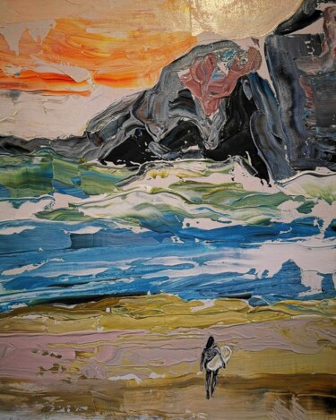 Peinture intitulée "Beach, Village Land…" par Lika Kakhidze, Œuvre d'art originale, Acrylique