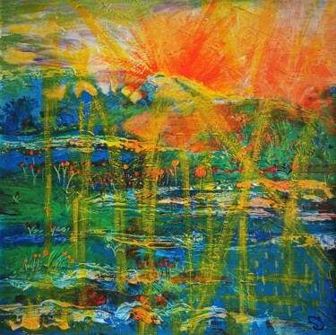 Pittura intitolato "Landscape Art Acryl…" da Lika Kakhidze, Opera d'arte originale, Acrilico