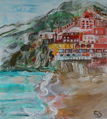 Malerei mit dem Titel "Italy, Beach, villa…" von Lika Kakhidze, Original-Kunstwerk, Acryl