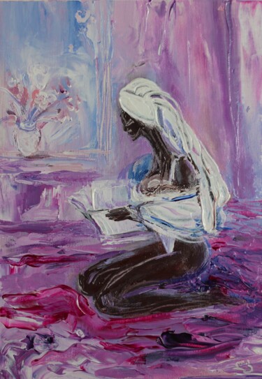 Peinture intitulée "Girl and book" par Lika Kakhidze, Œuvre d'art originale, Acrylique