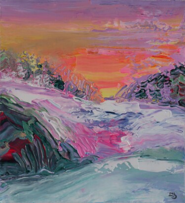 Pittura intitolato "Landscape Winter Ab…" da Lika Kakhidze, Opera d'arte originale, Acrilico